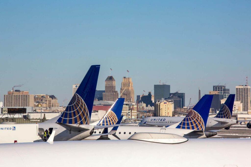 United planes parked at airport