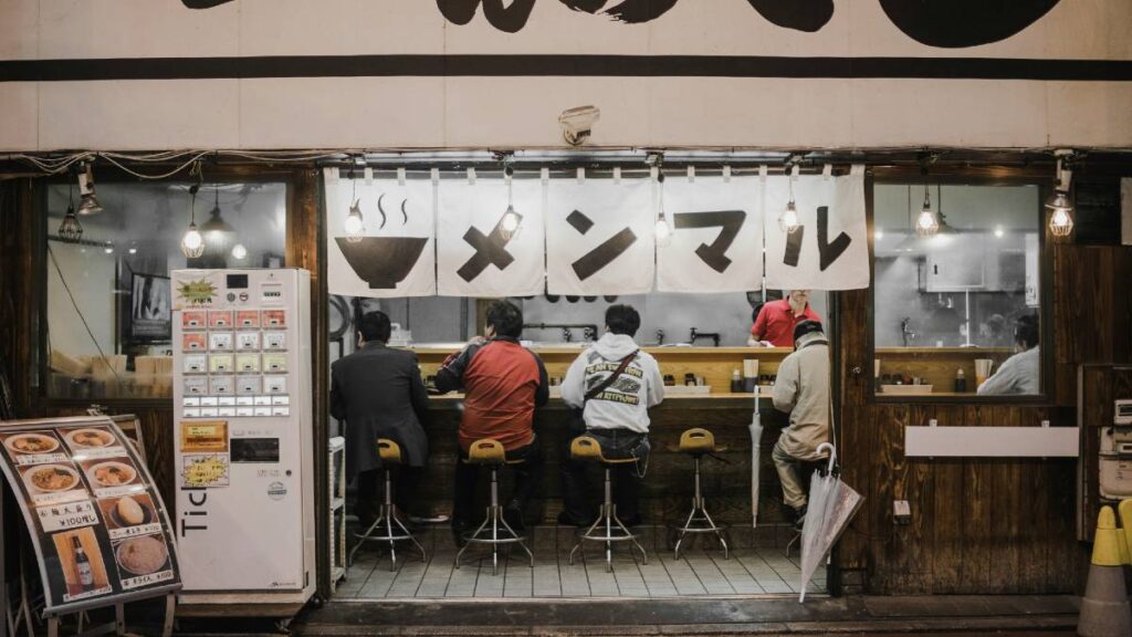 people eating in a restaurant in Japan