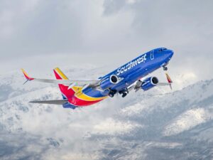 southwest plane over mountains