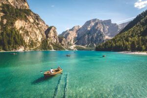 person in a boat on a lake