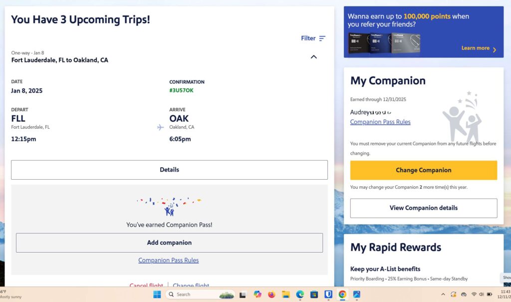 adding a companion to a Southwest flight